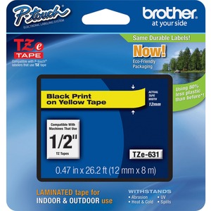 NASTRO LAMINATO 12MM 8M NERO/GIALLO Brother P-touch TZE231