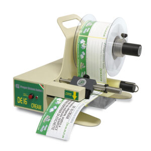 DISPENCER ETICHETTE DE 16 CREAM Larghezza etichetta min. 20 mm - max. 160 mm Lunghezza etichetta min. 30 mm - max. 300 mm - Dimensioni rotolo etichette   interno 40 ÷ 76 mm -   esterno 200 mm - Velocità di distribuzione 10 m/min.
